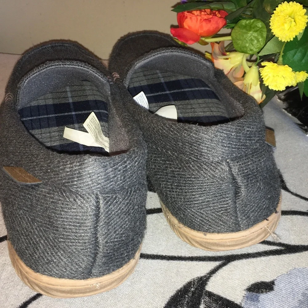 dearfoams Gray Herringbone Slip-On Loafers